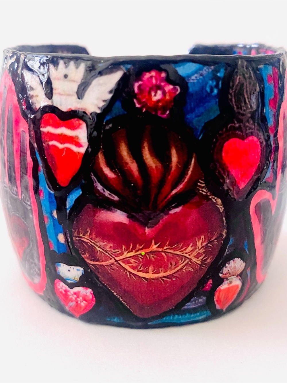 Sacred Heart Blessing Us Cuff Bracelet/Heart Gift For Her/Fashion/Artisan